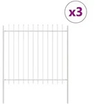 vidaXL Gartenzaun 3 pcs Wei&szlig; 5,1 x 1,5 m Pulverbeschichteter Stahl