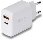 Lindy 73428 LINDY USB Ladeger&auml;t Typ A+C GaN Charger 65W, wei&szlig;
