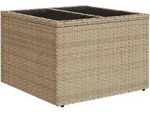vidaXL Gartentisch mit Glasplatte Beige 55x55x37 cm Poly Rattan