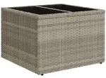 vidaXL Gartentisch mit Glasplatte Hellgrau 55x55x37 cm Poly Rattan