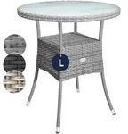 CASARIA&reg; Polyrattan Balkontisch Beistelltisch Rund &Oslash; 60cm Grau