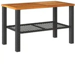 vidaXL Gartentisch Schwarz 70x38x42 cm Poly Rattan Akazienholz