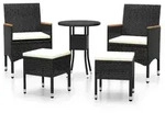 vidaXL 5-tlg. Garten-Lounge-Set Poly Rattan Schwarz