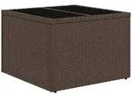 vidaXL Gartentisch mit Glasplatte Braun 55x55x37 cm Poly Rattan