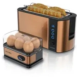 Arendo Fr&uuml;hst&uuml;cks-Set 2-teilig, 4-Scheiben Langschlitztoaster, 6er Eierkocher,
