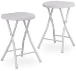 Relaxdays Klapphocker BASTIAN rund, 2 Stk. Faltbar, Kunststoff, Rattanoptik,
