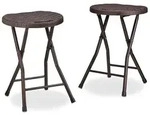 Relaxdays Klapphocker BASTIAN rund, 2 Stk. Faltbar, Kunststoff, Rattanoptik,
