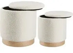 tectake 2er Set Sitzhocker Orchide Boucl&eacute;, gepolstert, mit Stauraum Creme