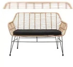 SalesFever Sitzbank | Rattanoptik mit Sitzkissen | Metall | B 120 x T 69 x H...