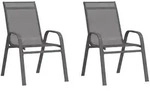 vidaXL Stapelbare Gartenst&uuml;hle 2 Stk. Grau Textilene