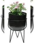 DanDiBo Blumenhocker mit Topf Metall Schwarz 42,5 cm Blumenst&auml;nder 96151