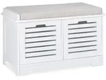 Relaxdays Sitzbank mit Stauraum, 2 K&ouml;rbe, gepolsterte K&uuml;chenbank, Landhausstil,