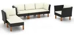vidaXL 6-tlg. Garten-Lounge-Set Poly Rattan Eukalyptusholz Schwarz
