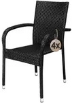 CASARIA&reg; Gartenst&uuml;hle 4er Set Stapelbar Schwarz