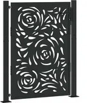 vidaXL Gartentor Schwarz 105x130 cm Stahl Flammen-Design