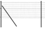 vidaXL Zaun mit Pfosten Grau 0,6 x 50 m Stahl und PVC