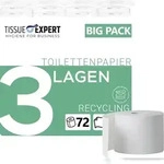 Tissue Expert Toilettenpapier, 3-lagig, 72 Rollen x 250 Blatt, 100% Recycling,