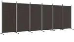 vidaXL 6-tlg. Paravent Braun 520x180 cm Stoff