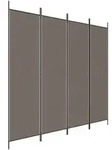 vidaXL 4-tlg. Paravent Anthrazit 200x200 cm Stoff