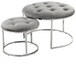 Kayoom Hocker Dorothee 800 2er-Set Grau / Silber