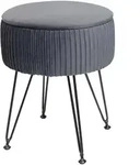 Mendler Sitzhocker HWC-K47, Hocker mit Staufach, &Oslash; 33cm, Samt-Optik ~ hellgrau,