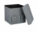 Relaxdays Sitzhocker, faltbar, HxBxT:38x38x38cm, stabil, mit 3 Seitentaschen,