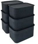 Relaxdays Aufbewahrungsbox 6er Set, mit Deckel, Organizer-Box 5 L, HBT:...