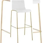 CLP Barhocker Hover Kunststoff Vierfu&szlig;gestell Gold wei&szlig;