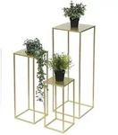 DanDiBo Blumenhocker Metall Gold Eckig 3er Set Blumenst&auml;nder Beistelltisch...