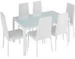 tectake Essgruppe Brandenburg 6+1 Wei&szlig;/Wei&szlig;