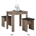 VCM Esal Essgruppe Esstisch und 2 Hocker Sonoma-Eiche dekor.