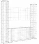 vidaXL Gabionenkorb U-Form mit 2 S&auml;ulen Eisen 140x20x150 cm