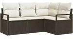vidaXL Garten-Sofa-Set mit Kissen mit Speicher 4 pcs Braun und Creme
