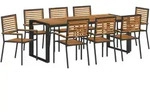 vidaXL 9-teiliges Garten Essgruppe Schwarz Poly Rattan Akazie