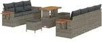 vidaXL 10-teiliges Garten-Sofa-Set mit Kissen Grau Poly-Rattan Akazie