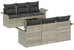 vidaXL 7-teiliges Garten-Sofa-Set mit Kissen Hellgrau Poly Rattan