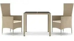 vidaXL 3-tlg. Garten-Essgruppe mit Kissen Beige Poly Rattan
