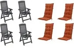 PROGARDEN Pro Garden Tampa SET bestehend aus 4x Klappsessel anthrazit, 4x...