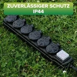 InLine&reg; Outdoor-Steckdosenleiste, 6-fach Schutzkontakt, IP44, mit Schalter, 3m
