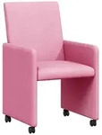 vidaXL Esszimmerst&uuml;hle mit Rollen 2 pcs Rosa 57 x 66 x 94 cm Stoff