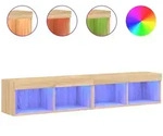 vidaXL TV-Schr&auml;nke mit LED-Leuchten 2 Stk. Sonoma-Eiche 80x30x30 cm