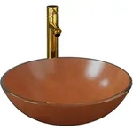 vidaXL Badezimmer Waschbecken mit Wasserhahn und Ablaufgarnitur Braun