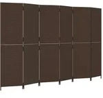 vidaXL Paravent 6-tlg. Braun Poly Rattan