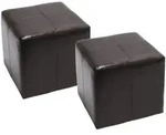 Mendler 2er-Set Sitzw&uuml;rfel Hocker Sitzhocker Onex, Leder + Kunstleder,...