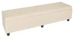 Mendler Aufbewahrungs-Truhe Kriens XXL, Leder + Kunstleder, 180x45x45cm ~ creme