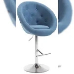 CLP Barhocker London V2 Stoff blau/chrom