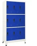 vidaXL Schlie&szlig;fachschrank Grau und Blau 90x45x180 cm Stahl