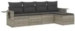 vidaXL 5-tlg. Garten-Sofagarnitur mit Kissen Hellgrau Poly Rattan