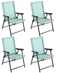 COSTWAY Set mit 4 Gartenst&uuml;hlen, Klappst&uuml;hle mit Armlehnen, Terrassenst&uuml;hle, 65 x