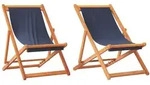 vidaXL Strandst&uuml;hle 2 Stk. Klappbar Blau Stoff